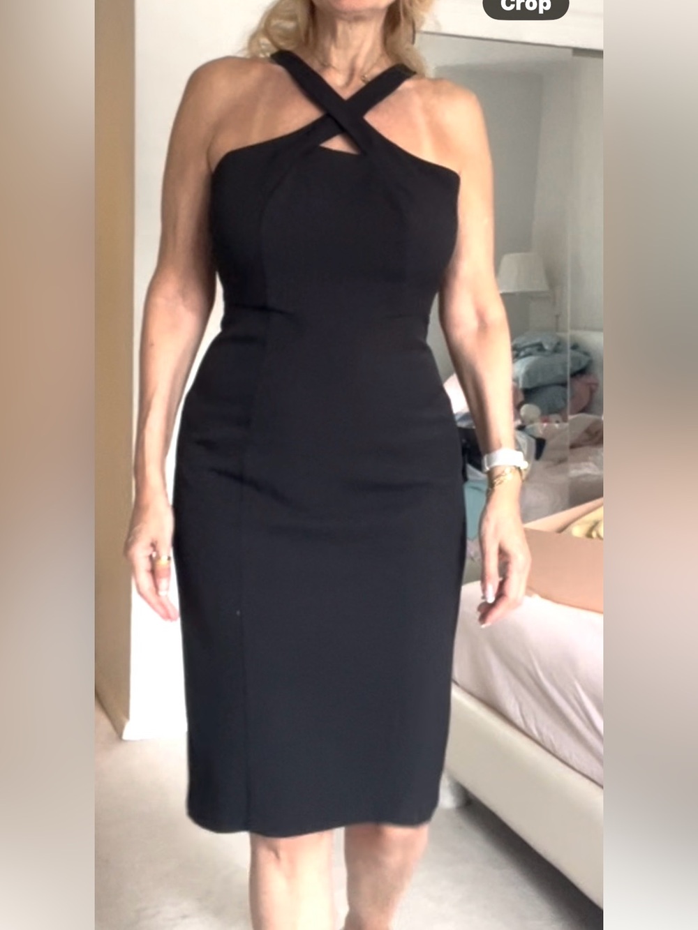 eva mendes for New York & Company Black Midi Sheath Dress size 6